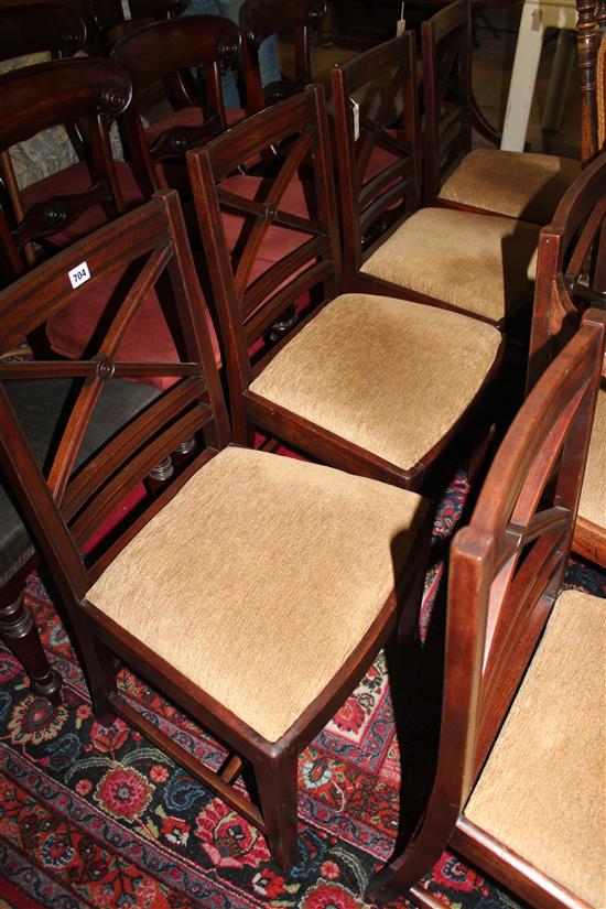 A set of six late Georgian mahogany country dining chairs